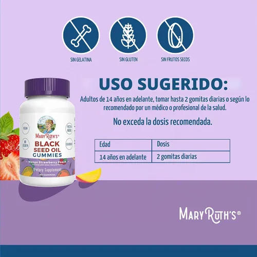 Vista 3 de MaryRuth Organics Gomitas de aceite de semilla negra Suplemento de aceite de semilla de comino negro Tradicionalmente utilizado para el apoyo
