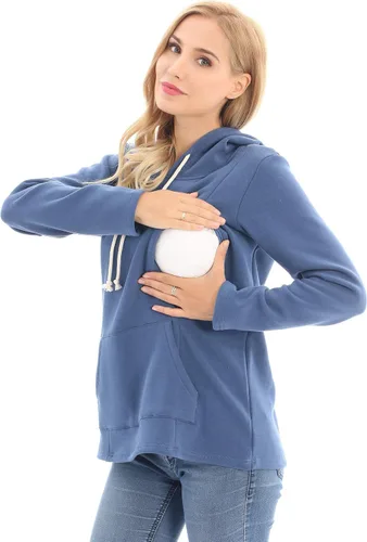 Vista 33 de Bearsland - Sudadera de lactancia y maternidad para mujer, con bolsillos y capucha