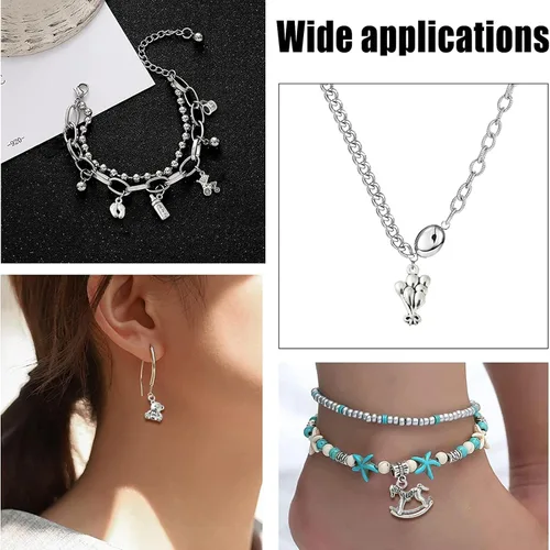 Vista 7 de Airssory Vida Religión Corazón Ojo Letra Número Naturaleza Flor Planta Fruta Animal Lucky Antique Charms, Plata, No es una piedra preciosa