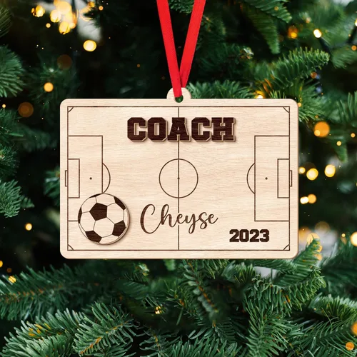Vista 7 de Adorno plano de Navidad personalizado 2024, adorno de fútbol para niños, decoración de árbol de Navidad, regalos para jugadores de fútbol