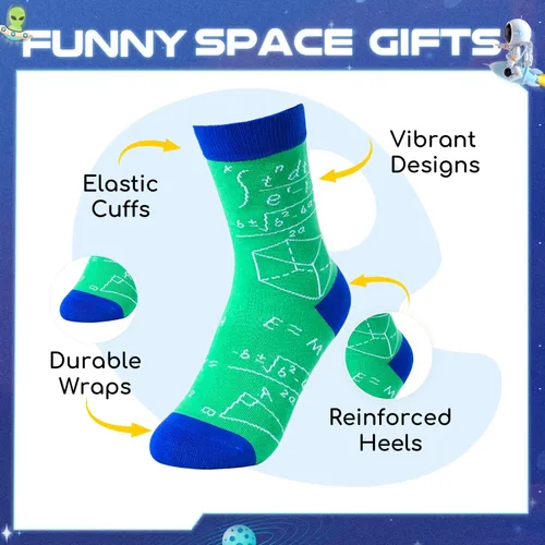 Vista 2 de HAPPYPOP Gifts Kids - Space Socks, Astronaut Planet Math Socks, Astronomy Gifts for Boys