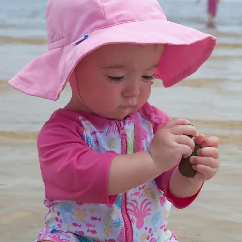 Vista 3 de Green Sprouts Baby Girls Brim Sun Protection Hat Coral
