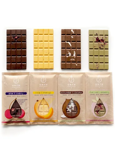 Vista 9 de Urth Essence Barras de chocolate veganas sin azúcar Chocolate Keto Alimento apto para dietas cetogénicas sin lácteos Alimentos saludables