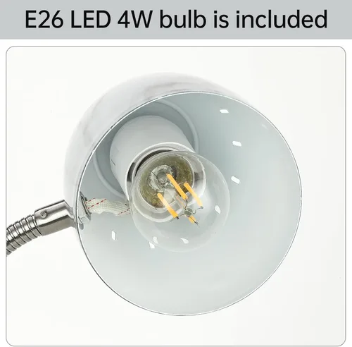 Vista 2 de Lámpara de mesa de diseños simples para cuidar los ojos, lámpara de escritorio básica de metal LED E26 con cuello de ganso flexible, lámpara
