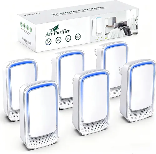 Vista 9 de Ionizadores de aire para el hogar (paquete de 3), generador de iones negativos, ambientador silencioso para dormitorio, oficina, cocina, filtro