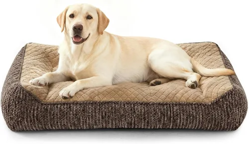 Vista 13 de JOEJOY Camas ortopédicas XL para perros de tamaño grande, extra gruesas, con apoyo y laterales, sofá cama ultrasuave para perros grandes, color Beige