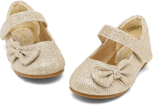 Vista 9 de DREAM PAIRS Zapatos de vestir para niñas, con lazo lateral, Mary Jane, flores, zapatos planos de bailarina (bebéniño pequeño)