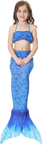Vista 2 de Traje de baño para niñas pequeñas bikini halter con estampado de sirena pantalones cortos para niñas