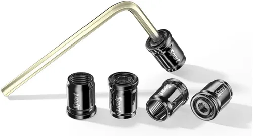Vista 5 de Dsycar Paquete de 8 tapas de vástago de válvula de neumático de bloqueo con sello de goma, tapas de vástago de válvula de aluminio antirrobo