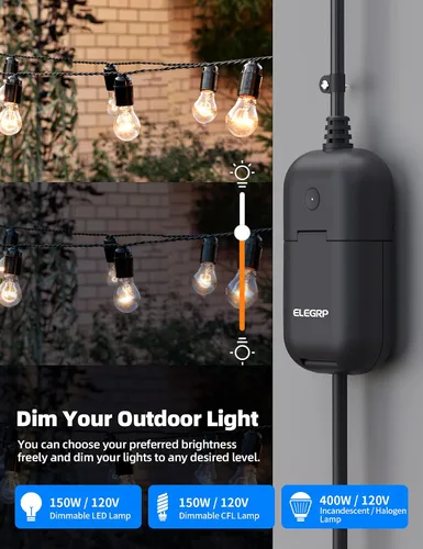 Vista 4 de ELEGRP PQR11 Enchufe inteligente para exteriores con regulador de intensidad impermeable IP66, enchufe WiFi inteligente compatible con Alexa