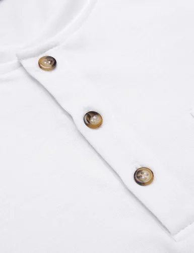Vista 6 de COOFANDY Paquete de 3 camisetas Henley de manga corta para hombre, estilo casual, básicas, de verano, con bolsillo