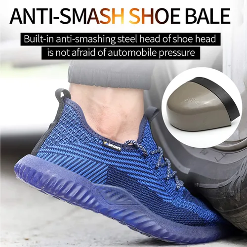 Vista 3 de SUADEX Zapatos de trabajo indestructibles con punta de acero para hombres y mujeres, ligeros, a prueba de pinchazos, transpirables, zapatos