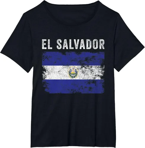 Vista 10 de Bandera de El Salvador envejecido - Hombres Mujeres - Camiseta de la bandera salvadoreña, Negro