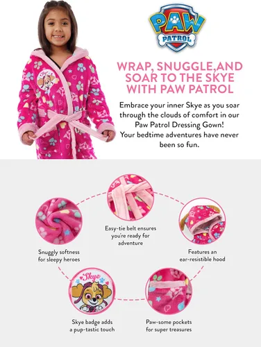 Vista 6 de Paw Patrol Bata de baño Skye Girls Bathrobe Batas para niñas Producto