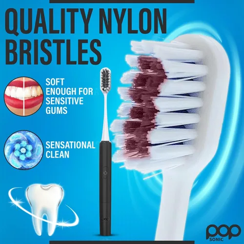 Vista 6 de Pop Sonic Cepillo de dientes eléctrico – Cepillo de dientes eléctrico para adultos – Artículos esenciales de baño y artículos esenciales de viaje