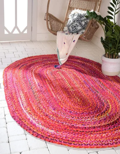 Vista 33 de Unique Loom Colección Trenzada Chindi - Alfombra de área (1 pie 2 pulgadas x 6 pies 1 pulgada, pasillo, multi/azul)