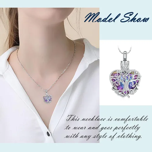 Vista 76 de Imrsanl Collar de urna de árbol de la vida con forma de corazón, joyería de cremación para hombres y mujeres, recuerdo, joyería conmemorativa