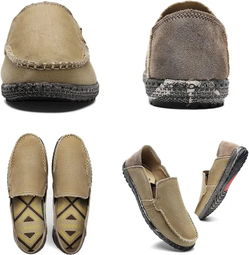 Vista 6 de Zapatos de lona sin cordones, antideslizantes, informales, planos, para exteriores, mocasines casuales para hombre de JAMONWU