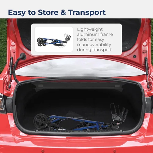 Vista 7 de Andador Drive Medical, de aluminio con ruedas, 7.5 pulgadas, R728BL, Universal, Azul, 1, 1 R728BL - Andador plegable con ruedas que incluye