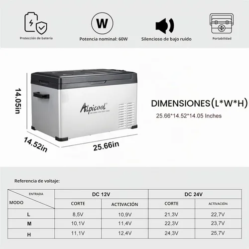 Vista 2 de Alpicool C30 Refrigerador portátil para automóvil, refrigerador de 12 voltios, refrigerador de auto de 28 cuartos (26.7 litros) de enfriamiento