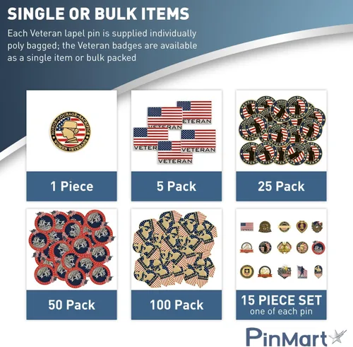 Vista 7 de PinMart Pin de veterano Pin patriótico americano de solapa o sombrero Orgulloso de ser retirado ejército, marina, fuerza aérea o cuerpo de marina