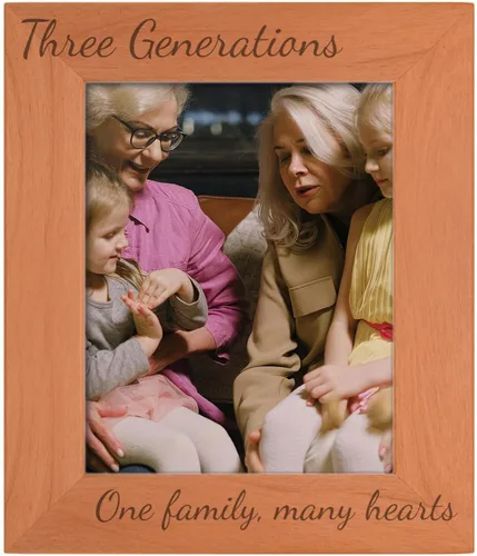 Vista 15 de Gifts For All By Rachel Olevia Five Generations One Family Many Hearts - Marco de fotos de madera natural grabado de 4 x 6 pulgadas, diseño