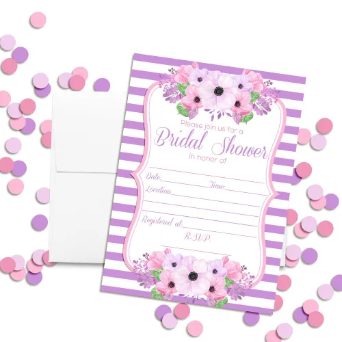 Vista 2 de AmandaCreation - Invitaciones para fiesta de despedida de soltera, 20 tarjetas de relleno de 5 x 7 pulgadas con 20 sobres blancos