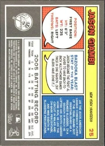 Vista 2 de 2006 Bazooka #25 Jason Giambi MLB Baseball Trading Card