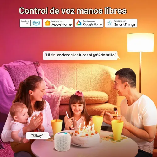 Vista 5 de OREiN Matter - Bombilla inteligente, bombillas A19 RGBTW que cambian de color, paquete de 2 Work with Alexa/Apple Home/Google