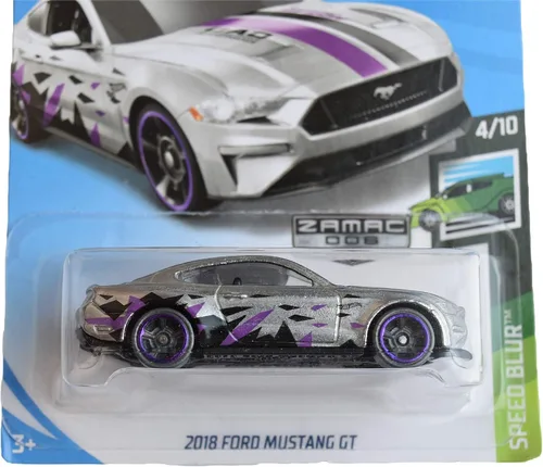 Vista 2 de Hot Wheels Speed Blue 4/10 Zamac 2018 Ford Mustang GT 113/250 [tarjeta de mes de 2019], color plateado
