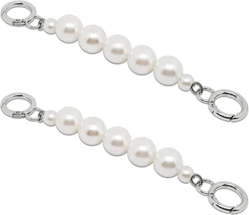 Vista 6 de 2 extensiones de correa de cadena de perlas de imitación de 7 pulgadas, cadena de bolso con asa de perla, accesorios de cadena de repuesto