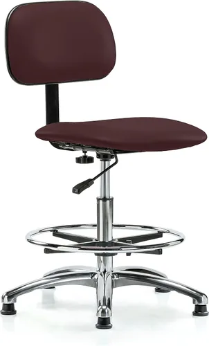 Vista 30 de Perch - Silla de laboratorio cromada con respaldo ajustable, altura del escritorio de 17 a 22 pulgadas, tela negra