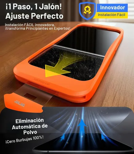 Vista 6 de UltraGlass TOP - Vidrio 9H+ para protector de pantalla iPhone 14, a prueba de roturas con grado militar y duradero, vidrio templado con protección