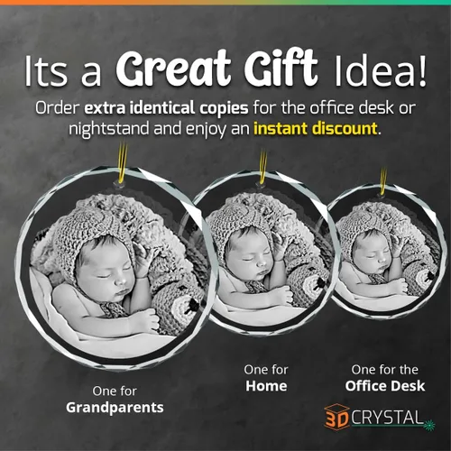 Vista 5 de Adorno de cristal 2D, grabado con láser 3D, imagen de regalo de cumpleaños memorable, personalizado con tu propia foto para hombres, mujeres, mamá