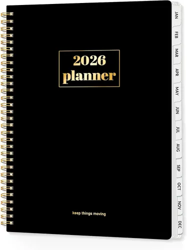 Vista 16 de SUNEE Agenda 2026, agenda semanal y mensual, enero de 2026 a diciembre de 2026, agenda diaria con pestañas, páginas de notas, encuadernación en Negro
