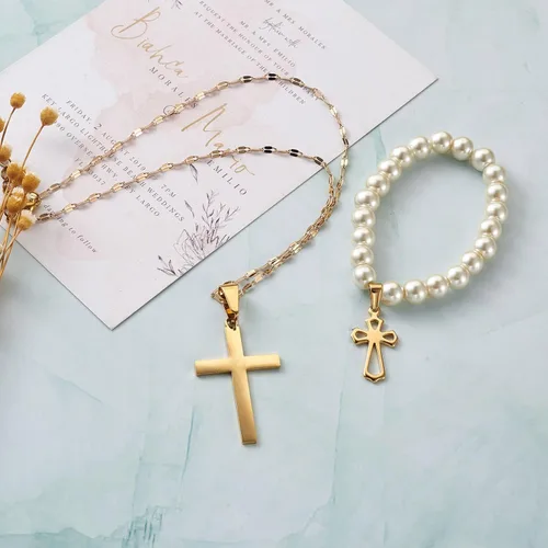 Vista 5 de Crafans Dijes de cruz de acero inoxidable con agujero grande Crucifijo Jesús Ankh Cruz colgante lateral para hacer joyas, manualidades de Pascua