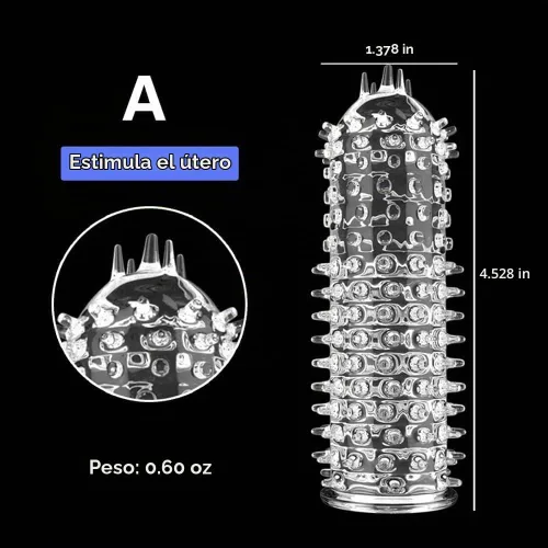 Vista 3 de Funda de silicona para el pene reutilizable, con textura elástica, con tachuelas, juego de mangas elásticas para el pene, anillos para el pene