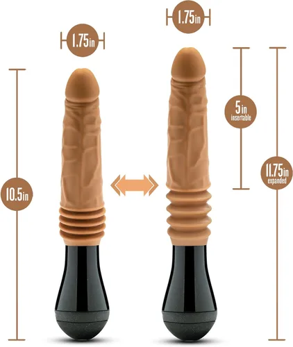 Vista 3 de Blush Dr. Skin Dr. Arthur - Consolador grande vibrante, giratorio y empujador de 10.5 pulgadas, polla de silicona para estimulación del placer