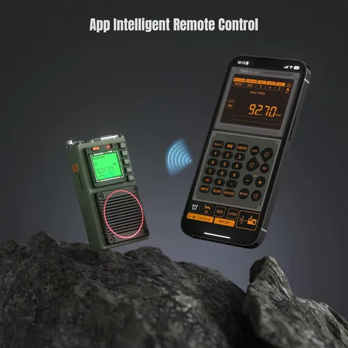 Vista 2 de Raddy Radio de onda corta con control de aplicación RF75A, radio portátil de onda corta AM/FM/VHF/SW/WB, radio de bolsillo recargable con antena