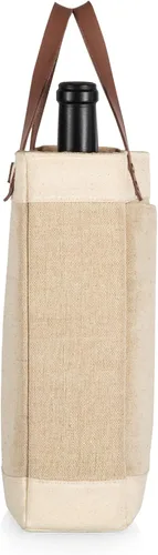 Vista 6 de PICNIC TIME NFL Pinot - Jute 2 Bottle Insulated Wine Bag - Wine Tote Bag - Wine Gift Bag, (Beige)