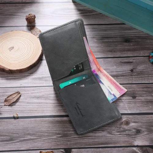Vista 23 de Carteras personalizadas para hombres, cartera personalizada para hombre con imagen grabada y nombre, billetera delgada de cuero plegable, regalos