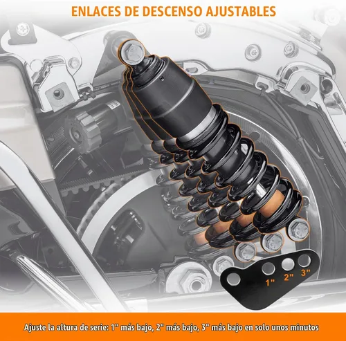 Vista 3 de Kits de descenso trasero ajustable para motocicleta Eumti 1"2"3" Compatible con Harley Touring Standards Street Glide Electra Glide Ultra Glide Road