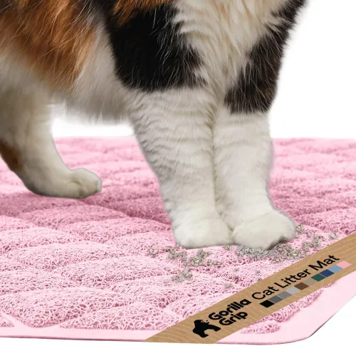 Vista 64 de GORILLA GRIP Tapete para caja de arena para gatos, resistente al agua, respaldo texturizado, fácil de limpiar, menos residuos y suelos limpios, 17 x