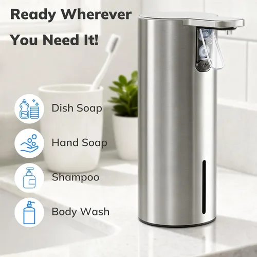 Vista 7 de Umimile Dispensador eléctrico de jabón para platos para cocina y baño, dispensador de jabón líquido de manos de 2 modos, 11.8 onzas recargable