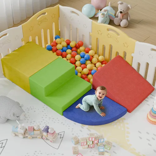 Vista 9 de 4 piezas de bloques de espuma para escalar para niños pequeños, gimnasio de escalada para bebés con espuma de ultra alta densidad para gatear