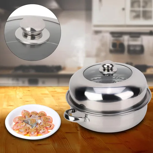 Vista 2 de Olla de vapor multifuncional de acero inoxidable de una sola capa, olla de vapor de alimentos olla olla de vapor para el hogar olla para cocinar