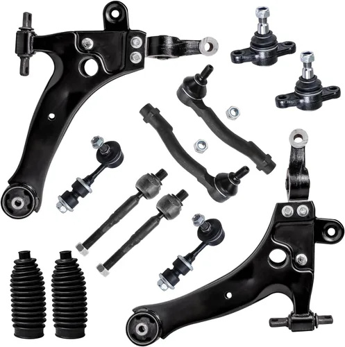 Vista 109 de Detroit Axle – 12 brazos de control superiores e inferiores delanteros con rótulas, barras de unión exteriores e interiores con topes, barras