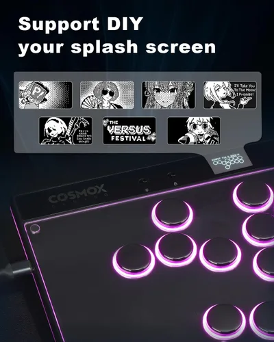Vista 6 de Palo Arcade sin Palanca Haute42: Palo Arcade Magnético sin Palanca con Bordes RGB, Controlador Arcade Haute42 C16 Premium Negro para Juego