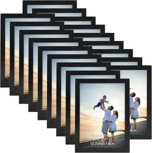 Vista 8 de Hoikwo 18 paquetes de marcos de fotos de plástico negro de 3.5x5 multifuncionales con cubierta de plástico para fotos familiares, obras de arte