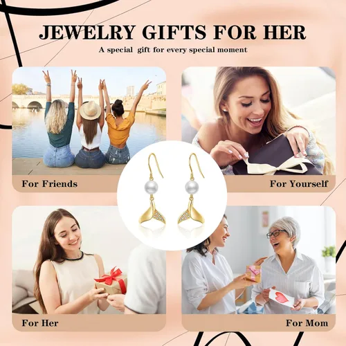 Vista 6 de Aretes de oro de 14 quilates, aretes de oro macizo, joyas, regalos de Navidad para mujeres y niñas